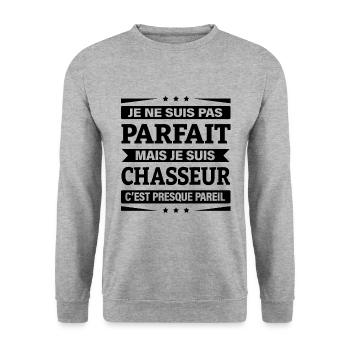 JE SUIS CHASSEUR - Sweat-shirt Unisexe - gris chiné - Devant - Alina (178cm) & Michal (187cm)