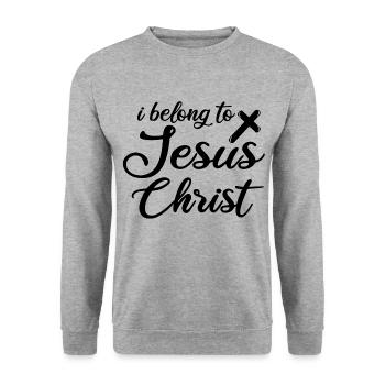 I BELONG TO JESUS CHRIST - Unisex Sweatshirt - salt & pepper - Front - Alina (178cm) & Michal (187cm)