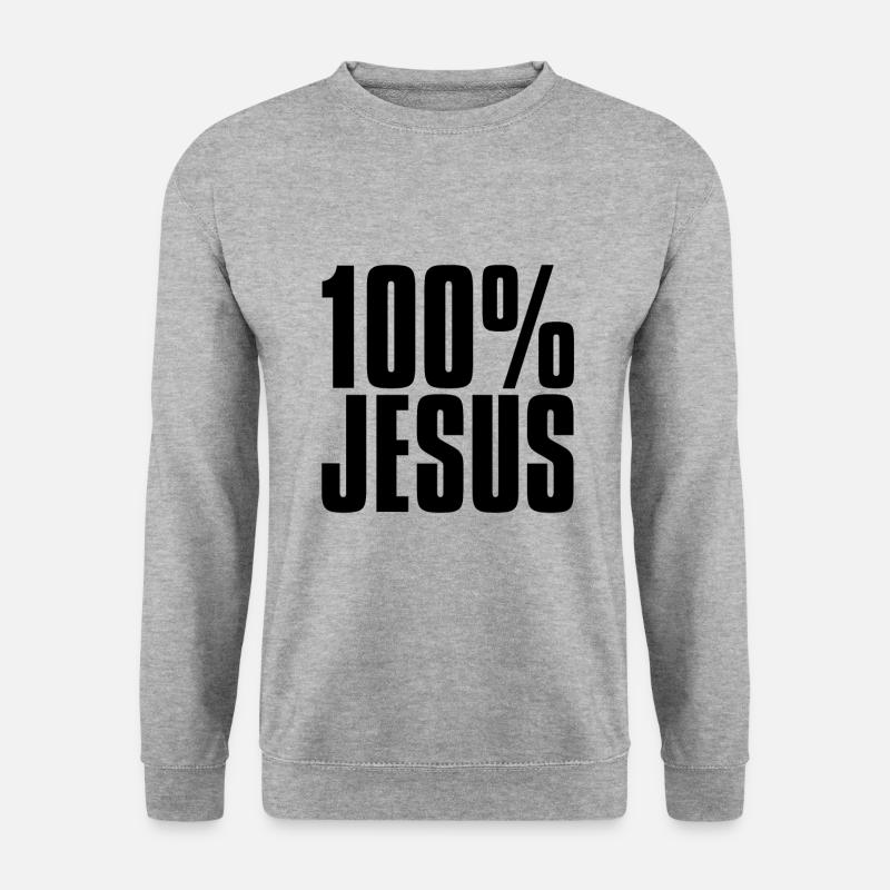 100% JESUS - Unisex Pullover - Weißgrau meliert