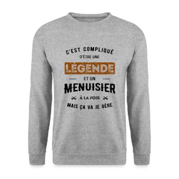 LÉGENDE ET MENUISIER - Sweat-shirt Unisexe - gris chiné - Devant - Alina (178cm) & Michal (187cm)