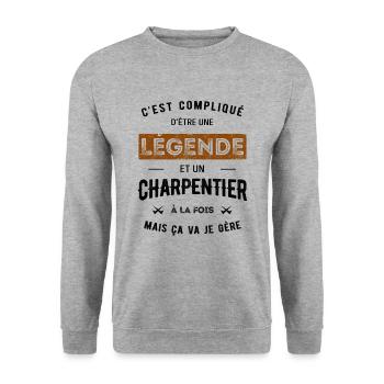 LÉGENDE ET CHARPENTIER - Sweat-shirt Unisexe - gris chiné - Devant - Alina (178cm) & Michal (187cm)
