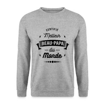CERTIFIÉ MEILLEUR BEAU PAPA DU MONDE - Sweat-shirt Unisexe - gris chiné - Devant - Alina (178cm) & Michal (187cm)