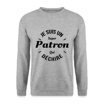 PATRON QUI DÉCHIRE - Sweat-shirt Unisexe - gris chiné - Devant - Alina (178cm) & Michal (187cm)