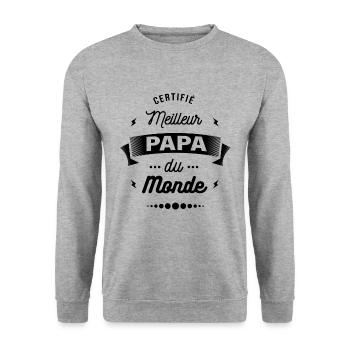 CERTIFIÉ MEILLEUR PAPA DU MONDE - Sweat-shirt Unisexe - gris chiné - Devant - Alina (178cm) & Michal (187cm)