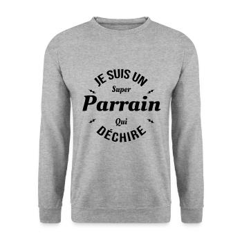 PARRAIN QUI DÉCHIRE - Sweat-shirt Unisexe - gris chiné - Devant - Alina (178cm) & Michal (187cm)