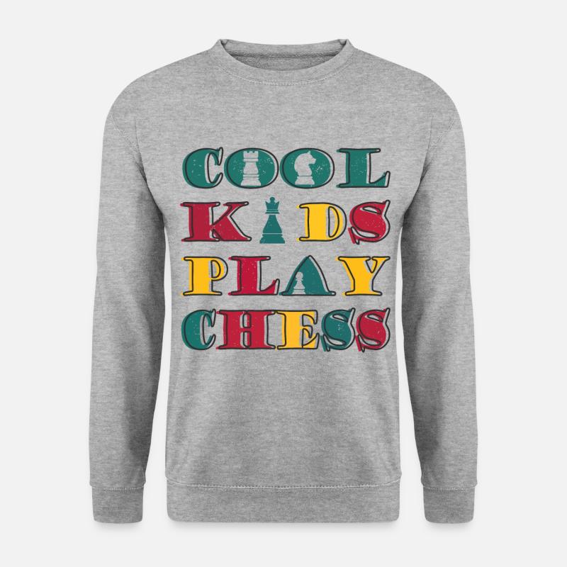 Kinder Schach - Unisex Pullover - Weißgrau meliert