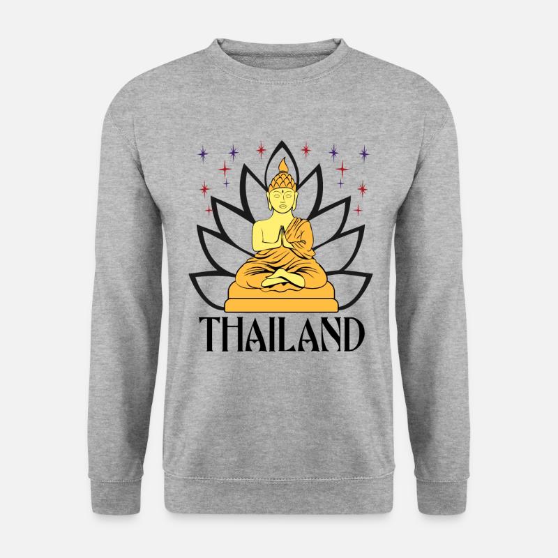 Thailand Buddha - Unisex Pullover - Weißgrau meliert