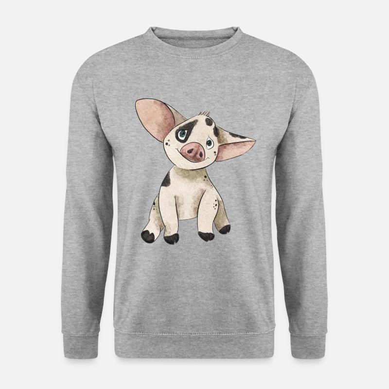 Schweinchen - Unisex Pullover - Weißgrau meliert