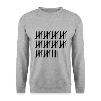 54 birthday tally sheet - 54 years old - Unisex Sweatshirt - salt & pepper - Front - Alina (178cm) & Michal (187cm)