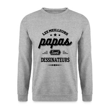LES MEILLEURS PAPAS SONT DESSINATEURS - Sweat-shirt Unisexe - gris chiné - Devant - Alina (178cm) & Michal (187cm)