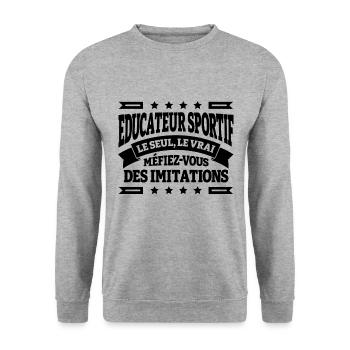 EDUCATEUR SPORTIF LE SEUL LE VRAI - Sweat-shirt Unisexe - gris chiné - Devant - Alina (178cm) & Michal (187cm)