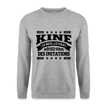 KINÉ LE SEUL LE VRAI - Sweat-shirt Unisexe - gris chiné - Devant - Alina (178cm) & Michal (187cm)