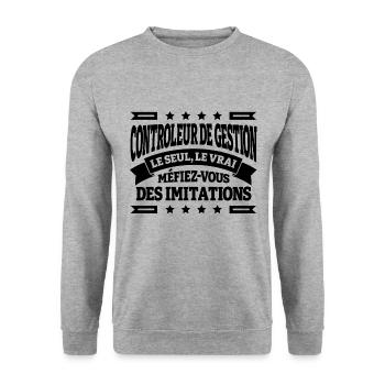 CONTROLEUR DE GESTION LE SEUL LE VRAI - Sweat-shirt Unisexe - gris chiné - Devant - Alina (178cm) & Michal (187cm)