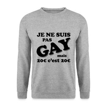 JE NE SUIS PAS GAY - Sweat-shirt Unisexe - gris chiné - Devant - Alina (178cm) & Michal (187cm)