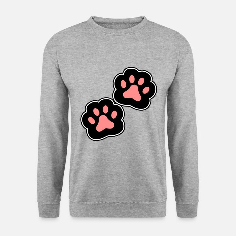 Pfoten Katze Hund - Unisex Pullover - Weißgrau meliert