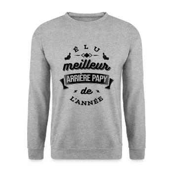 ÉLU MEILLEUR ARRIÈRE PAPY DE L'ANNÉE - Sweat-shirt Unisexe - gris chiné - Devant - Alina (178cm) & Michal (187cm)