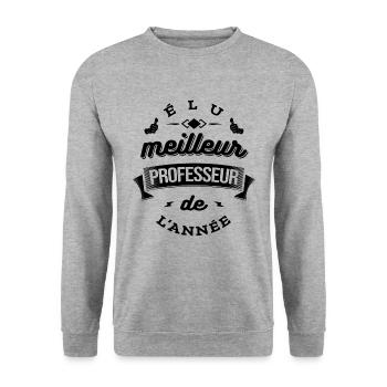 ÉLU MEILLEUR PROFESSEUR DE L'ANNÉE - Sweat-shirt Unisexe - gris chiné - Devant - Alina (178cm) & Michal (187cm)