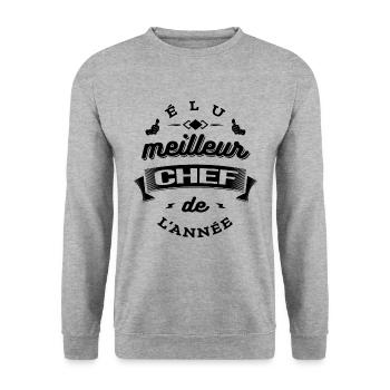 ÉLU MEILLEUR CHEF DE L'ANNÉE - Sweat-shirt Unisexe - gris chiné - Devant - Alina (178cm) & Michal (187cm)