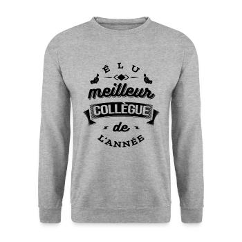 ÉLU MEILLEUR COLLÈGUE DE L'ANNÉE - Sweat-shirt Unisexe - gris chiné - Devant - Alina (178cm) & Michal (187cm)