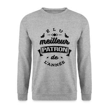 ÉLU MEILLEUR PATRON DE L'ANNÉE - Sweat-shirt Unisexe - gris chiné - Devant - Alina (178cm) & Michal (187cm)