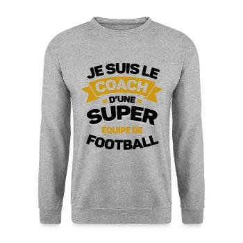 COACH D'UNE SUPER ÉQUIPE DE FOOTBALL - Sweat-shirt Unisexe - gris chiné - Devant - Alina (178cm) & Michal (187cm)
