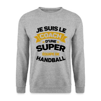 COACH D'UNE SUPER ÉQUIPE DE HANDBALL - Sweat-shirt Unisexe - gris chiné - Devant - Alina (178cm) & Michal (187cm)