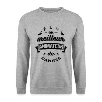 ÉLU MEILLEUR ANIMATEUR DE L'ANNÉE - Sweat-shirt Unisexe - gris chiné - Devant - Alina (178cm) & Michal (187cm)