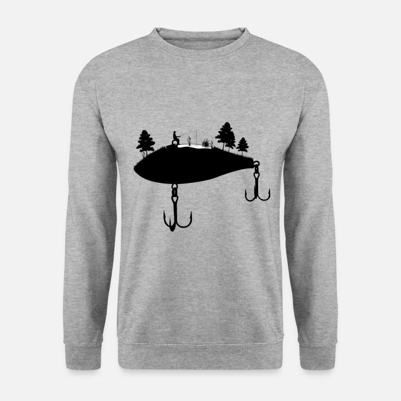 Angelmotivation Geschenk Angelköder Spinnfischen - Unisex Pullover - Weißgrau meliert