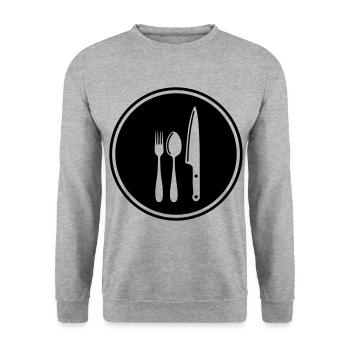 Fork Cutlery - Unisex Sweatshirt - salt & pepper - Front - Alina (178cm) & Michal (187cm)