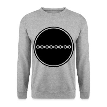 Fahrrad Kette - Unisex Pullover - Weißgrau meliert - Vorne - Alina (178cm) & Michal (187cm)