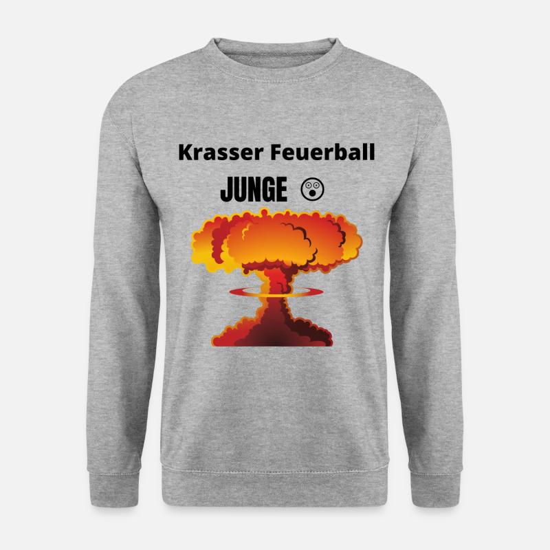 Krasser Feuerball JUNGE - Unisex Pullover - Weißgrau meliert