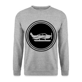 Flugzeug symbol - Unisex Pullover - Weißgrau meliert - Vorne - Alina (178cm) & Michal (187cm)