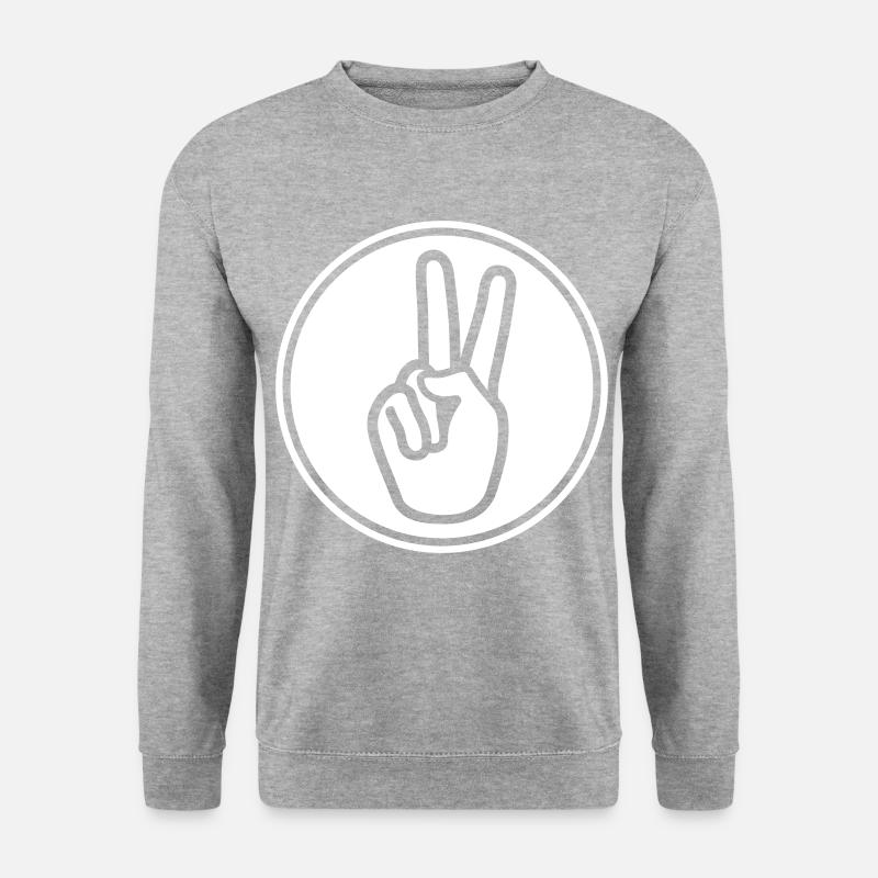 Hand Peace - Unisex Pullover - Weißgrau meliert