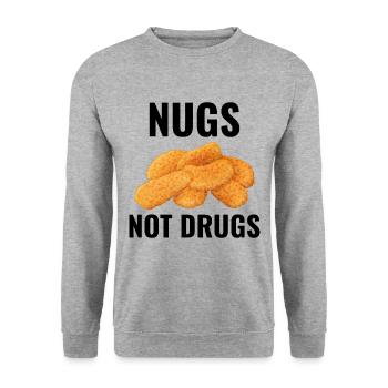 Chicken Nuggets Fast Food Lustiger Spruch - Unisex Pullover - Weißgrau meliert - Vorne - Alina (178cm) & Michal (187cm)