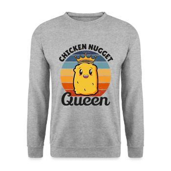 Chicken Nugget Queen Geburtstag Lustig - Unisex Pullover - Weißgrau meliert - Vorne - Alina (178cm) & Michal (187cm)