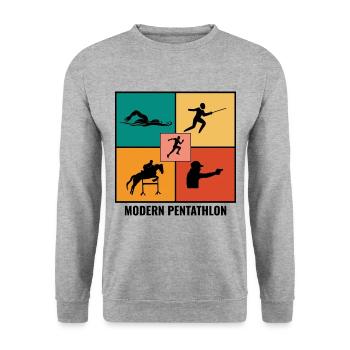 Pentathlon moderne - Escrime Natation Équitation - Sweat-shirt Unisexe - gris chiné - Devant - Alina (178cm) & Michal (187cm)