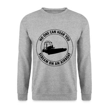 Airboat Fanboat Airboating Planeboat Bateau de marais - Sweat-shirt Unisexe - gris chiné - Devant - Alina (178cm) & Michal (187cm)