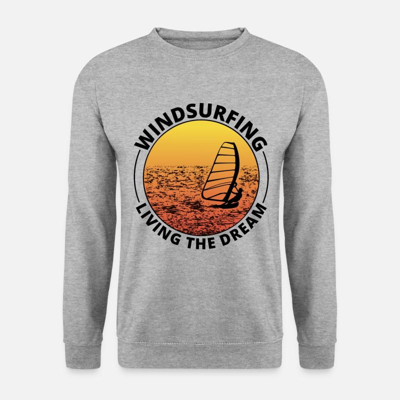 Windsurfen Windsurf Windsurfer Vintage Retro - Unisex Pullover - Weißgrau meliert