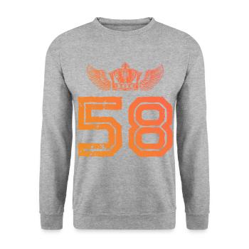 58 Couronne numérique - Sweat-shirt Unisexe - gris chiné - Devant - Alina (178cm) & Michal (187cm)