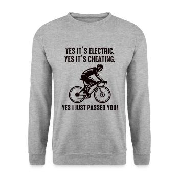 E-Bike Electric Bicycle Bike Cycling Biker Mtb - Unisex Sweatshirt - salt & pepper - Front - Alina (178cm) & Michal (187cm)
