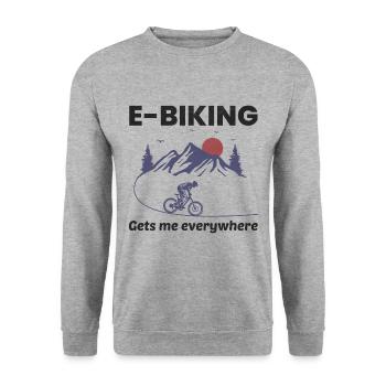E-Bike Elektrofahrrad Fahrrad Radfahren Biker Mtb - Unisex Pullover - Weißgrau meliert - Vorne - Alina (178cm) & Michal (187cm)