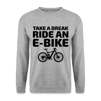 E-Bike Elektrofahrrad Fahrrad Radfahren Biker Mtb - Unisex Pullover - Weißgrau meliert - Vorne - Alina (178cm) & Michal (187cm)