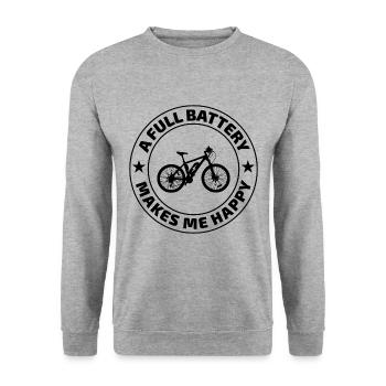 E-Bike Elektro-Fahrrad E-Radfahrer Fahrradfahrer - Unisex Pullover - Weißgrau meliert - Vorne - Alina (178cm) & Michal (187cm)