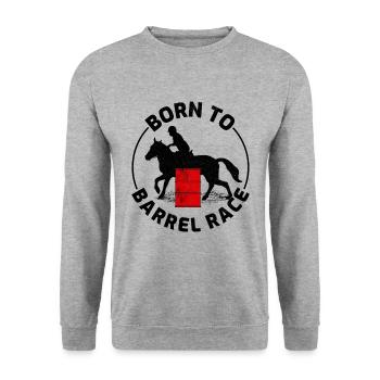 Barrel Racer Reiten Racing Rodeo Lustig - Unisex Pullover - Weißgrau meliert - Vorne - Alina (178cm) & Michal (187cm)