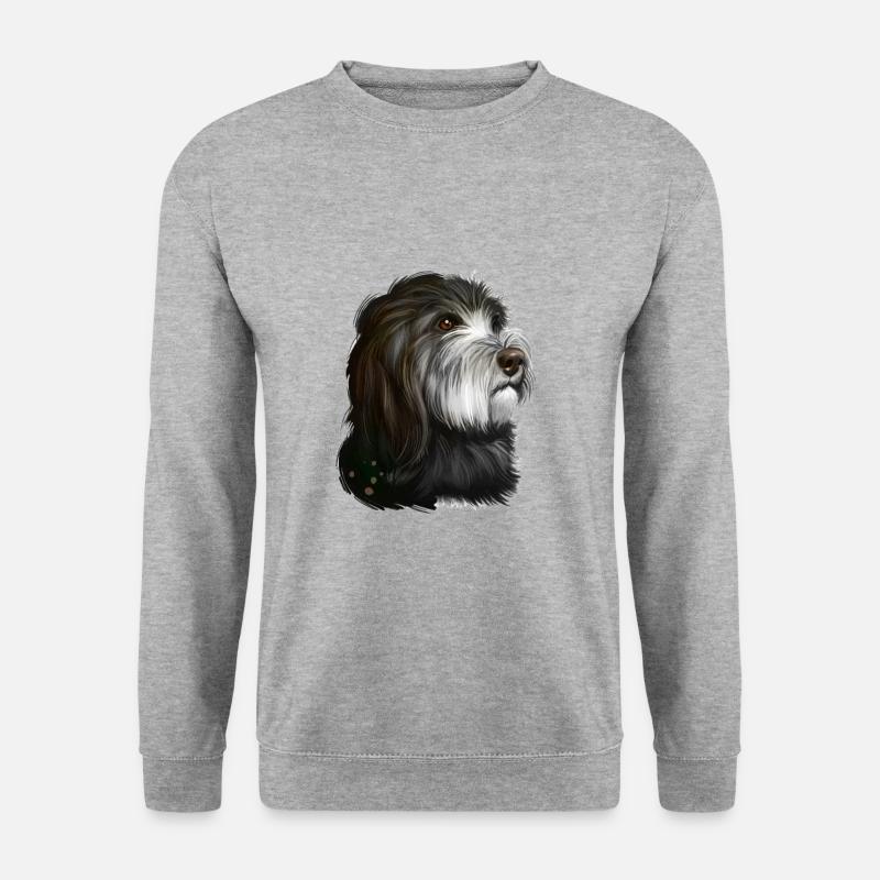 Katalanischer Schäferhund Aquarell Illustration - Unisex Pullover - Weißgrau meliert