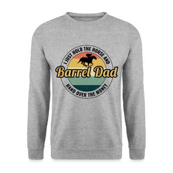 Barrel Racer Racing Horse Riding Dad Fathers day - Unisex Sweatshirt - salt & pepper - Front - Alina (178cm) & Michal (187cm)
