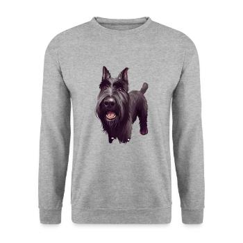 Mittelschnauze Standard Schnauzer Hund Illustration - Unisex Pullover - Weißgrau meliert - Vorne - Alina (178cm) & Michal (187cm)