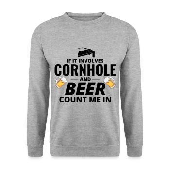 Cornhole Drinking Bean Bag Toss Jeu de pelouse en plein air - Sweat-shirt Unisexe - gris chiné - Devant - Alina (178cm) & Michal (187cm)