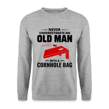 Cornhole Grandpa Bean Bag Toss Game Fathers day - Unisex Sweatshirt - salt & pepper - Front - Alina (178cm) & Michal (187cm)
