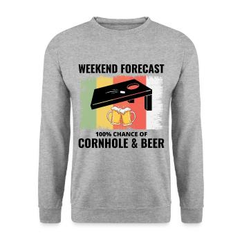 Cornhole Drinking Bean Bag Toss Jeu de pelouse en plein air - Sweat-shirt Unisexe - gris chiné - Devant - Alina (178cm) & Michal (187cm)